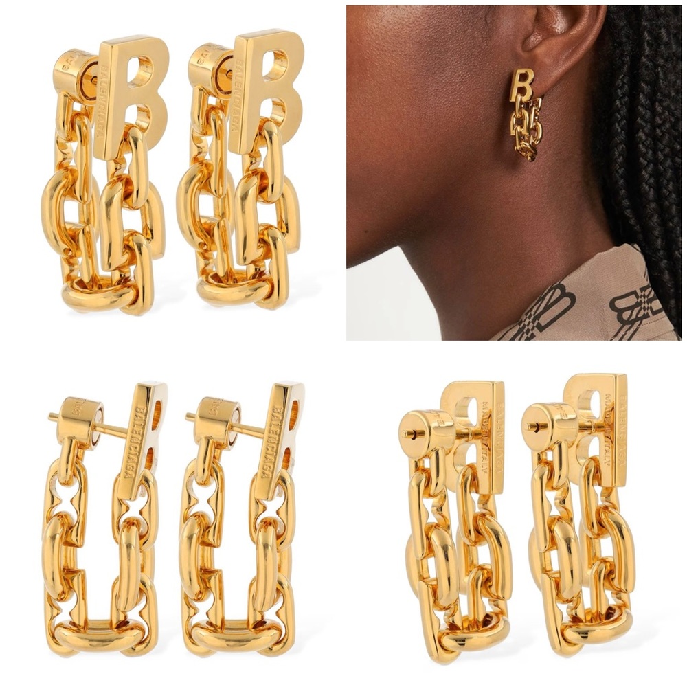 ⭐️2 DAYS SALE ⭐️ Authentic Balenciaga B Chain Earrings in GHW